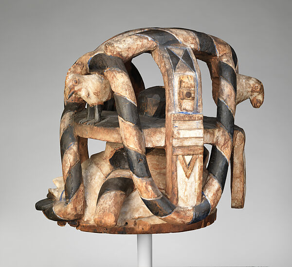 Helmet Mask (Gelede), Yoruba artist, Wood, pigment, metal, Yoruba peoples