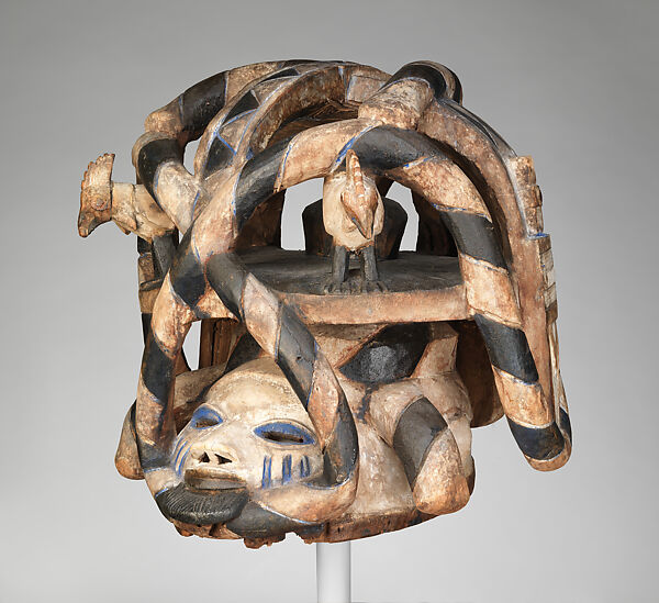 Helmet Mask (Gelede), Yoruba artist, Wood, pigment, metal, Yoruba peoples