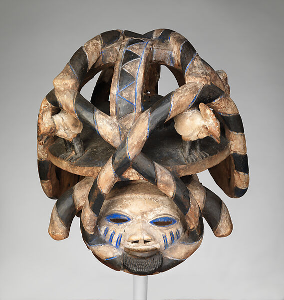 Helmet Mask (Gelede), Yoruba artist, Wood, pigment, metal, Yoruba peoples