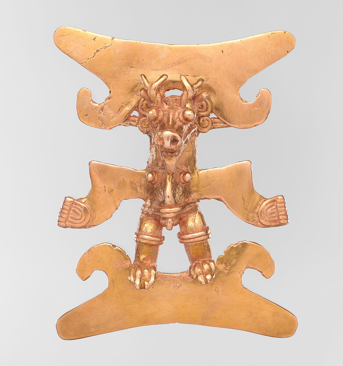 Deer-Head Figure Pendant, Gold, Chiriquí 