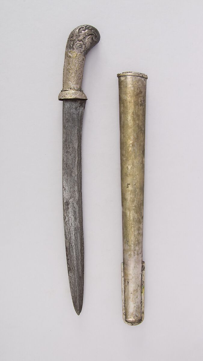 Knife with Sheath, Silver, iron, Javanese