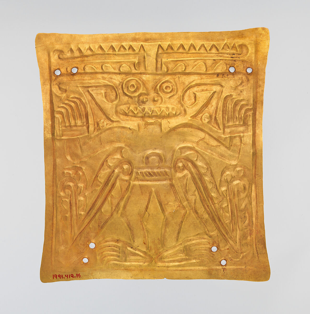 Plaque with Masked Figure, Gold, Coclé (Macaracas)