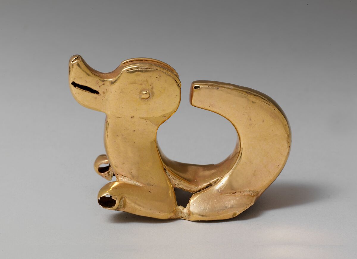 Curly-Tailed Animal Pendant, Gold, International Style
