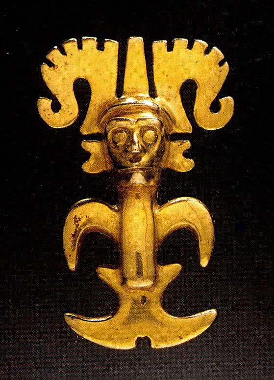 Stylized Figure Pendant, Gold, International Style