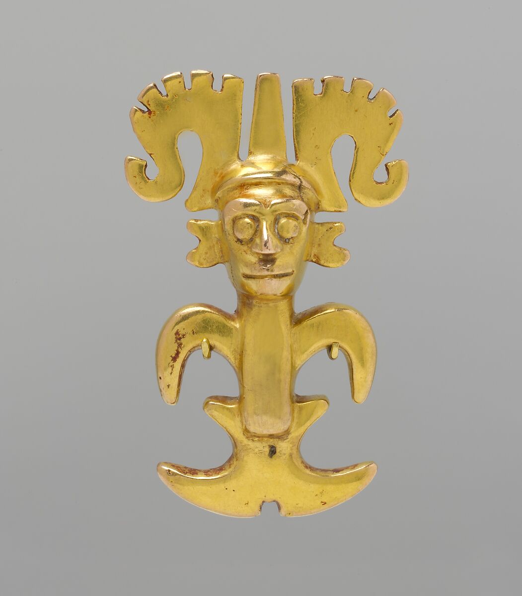 Stylized Figure Pendant, Gold, International Style