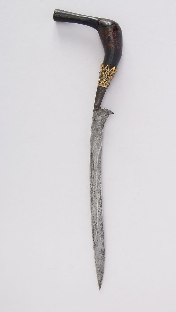 Knife (Bade-bade), Horn, gold, Sumatran, Acheen