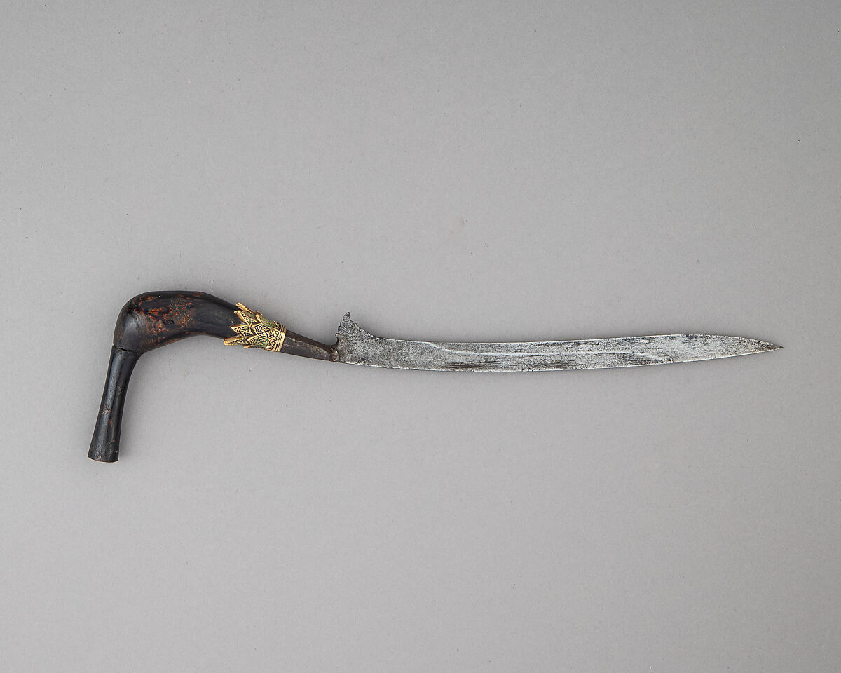 Knife (Bade-bade), Horn, gold, Sumatran, Acheen