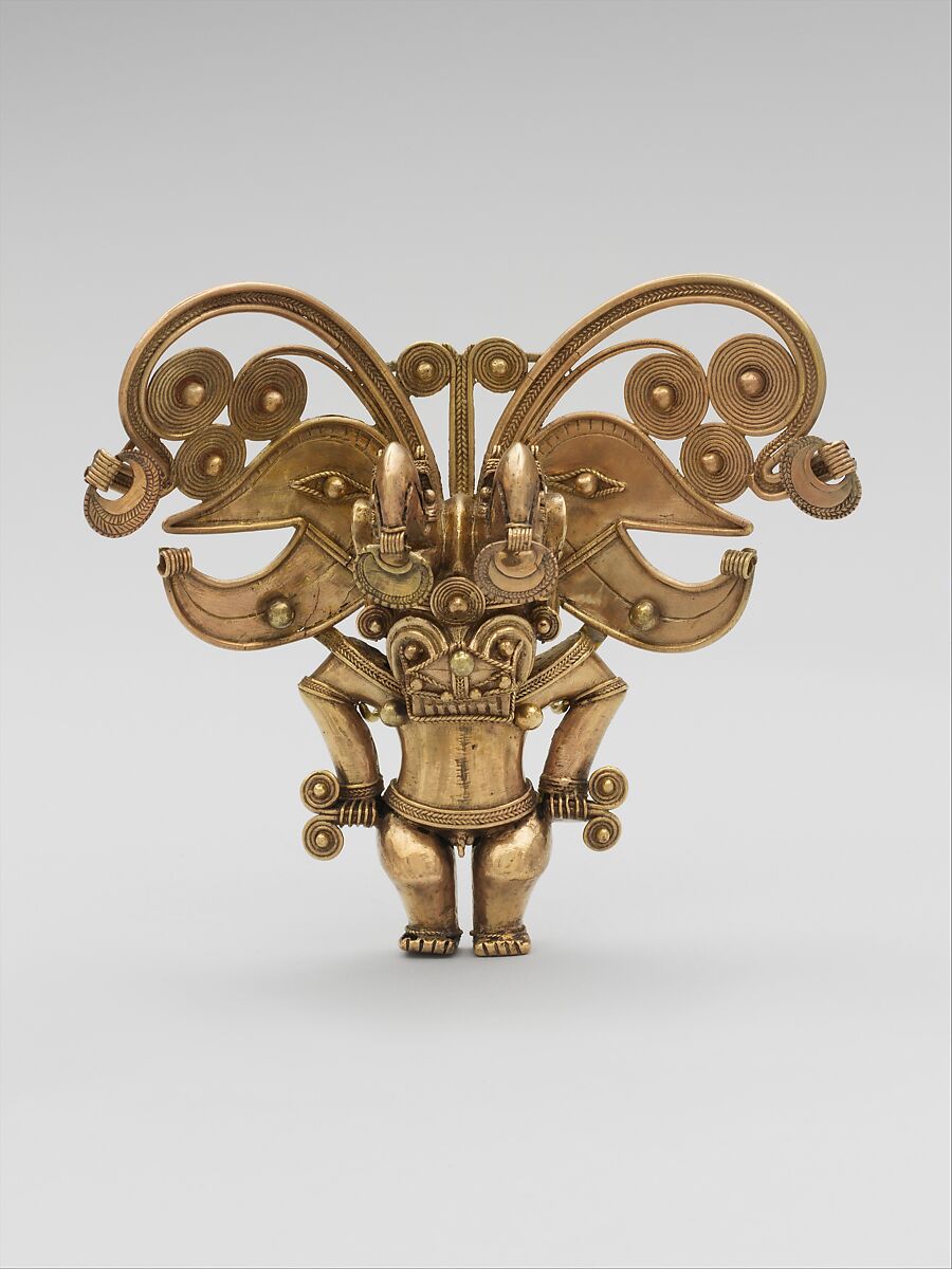 Masked Figure Pendant, Gold, Tairona 