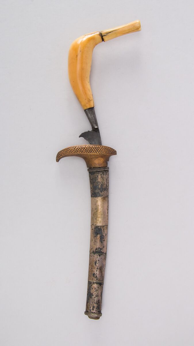 Knife (Bade-bade) with Sheath, Wood, silver, ivory, steel, Sumatran, Acheen