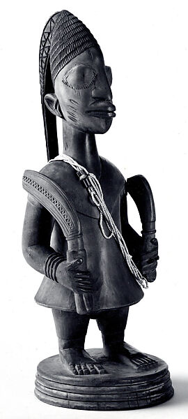 Figure: Male, Workshop of Ibuke Compound  , possibly, Wood, beads, iron, pigment, Yoruba peoples, Oyo group (?) 