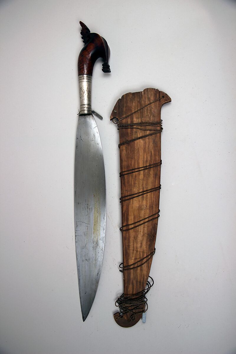 Knife (Barong) with Sheath, Steel, wood, silver, Philippine, Sulu 