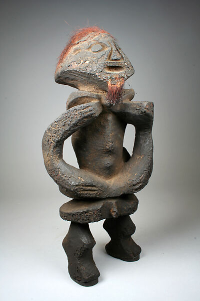 Male tadep(?) figure, Kaka artist, Wood, hair, mixed-media offering, Mbem-Kaka peoples(?)