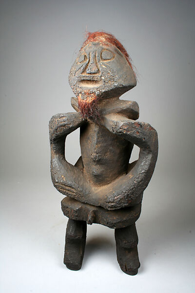 Figure: Male (Tadep), Wood, hair, sacrificial materials, Mambila peoples, Mbem group (?)