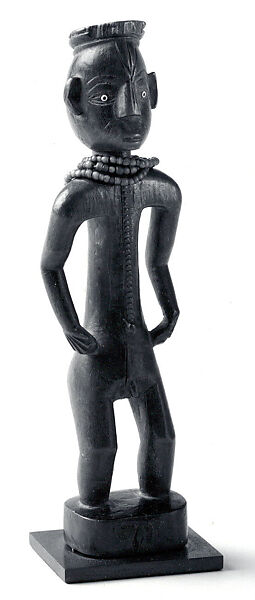 Figure: Male, Wood, glass beads, fiber, Tabwa peoples 