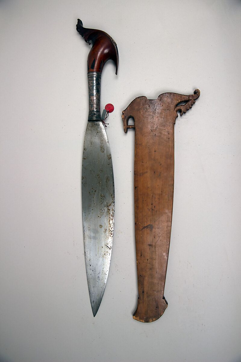 Knife (Barong) with Sheath, Steel, wood, horn, ivory, Philippine, Mindanao 