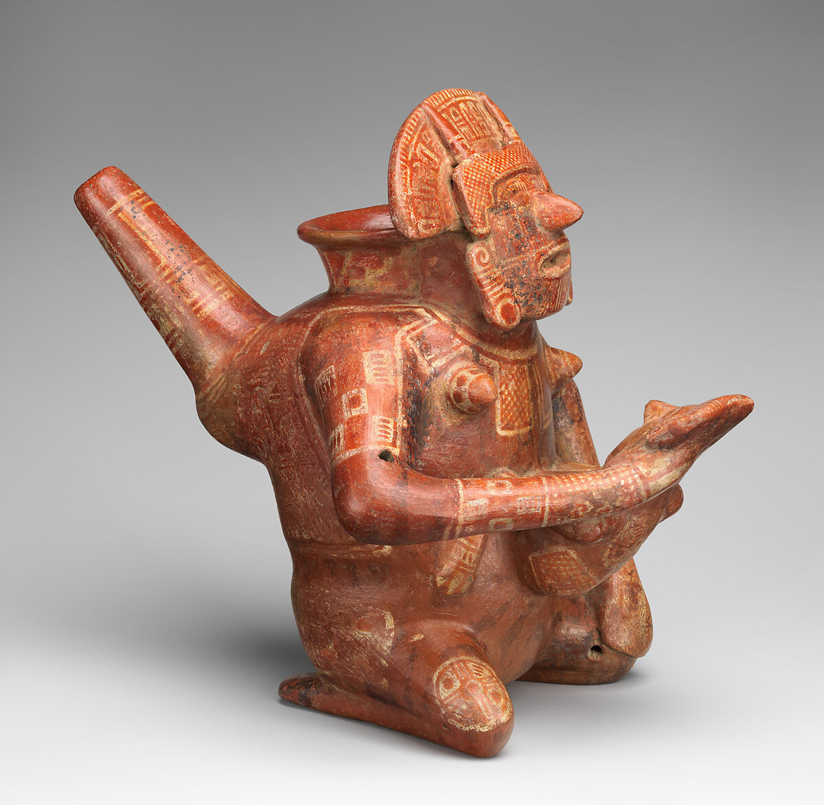 Female effigy vessel, Colima artist(s), Ceramic, slip, Colima