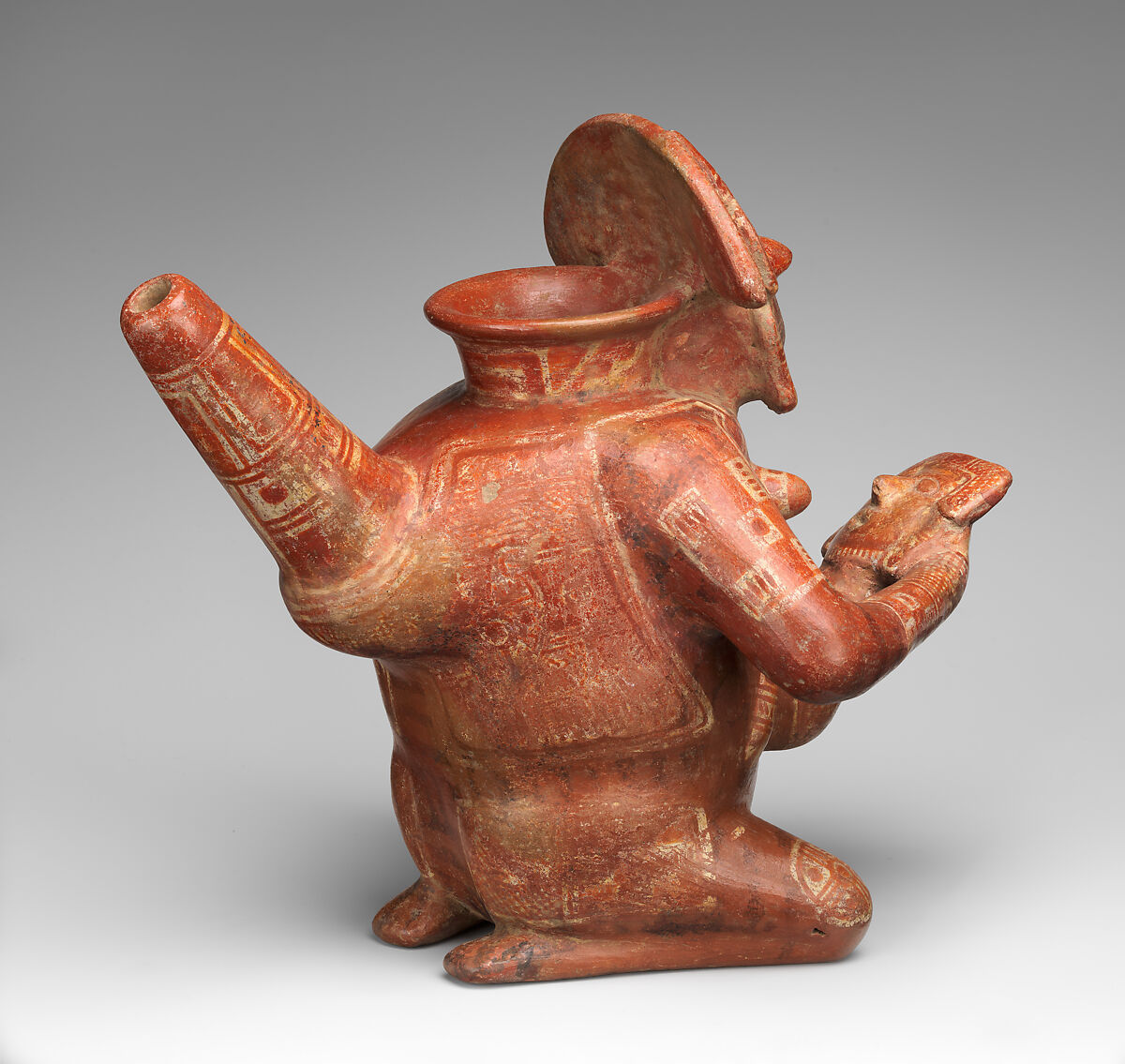 Female effigy vessel, Colima artist(s), Ceramic, slip, Colima