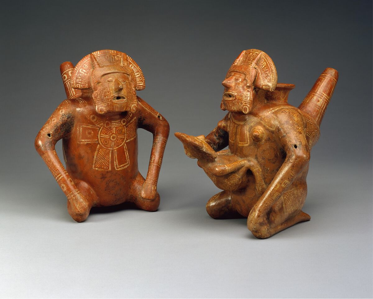 Female effigy vessel, Colima artist(s), Ceramic, slip, Colima
