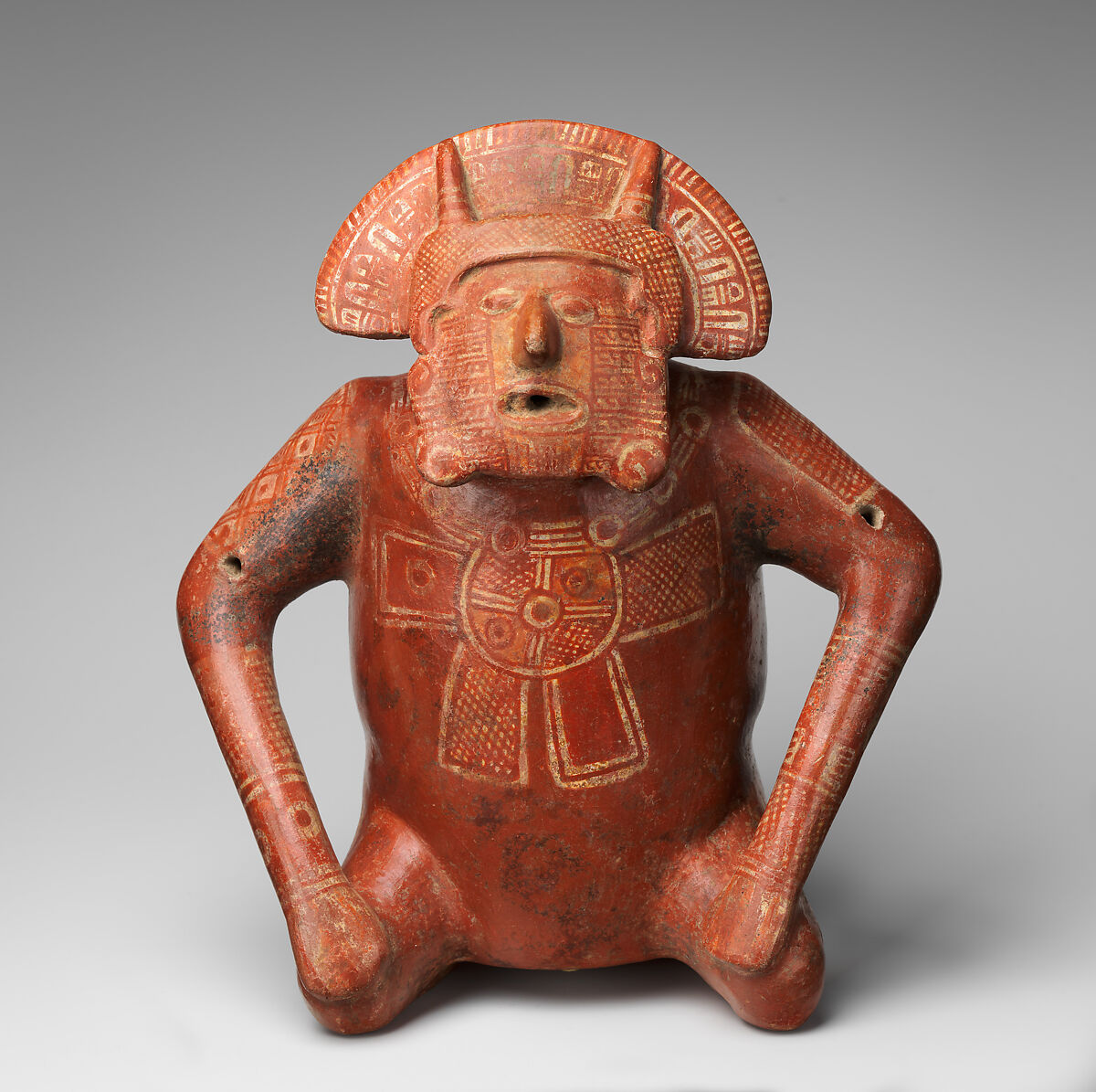 Male Figure Vessel, Ceramic, slip, Nayarit 