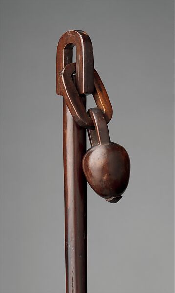 Staff with snuff vessel, Zulu or Tsonga artist, Wood, Zulu or Nguni peoples