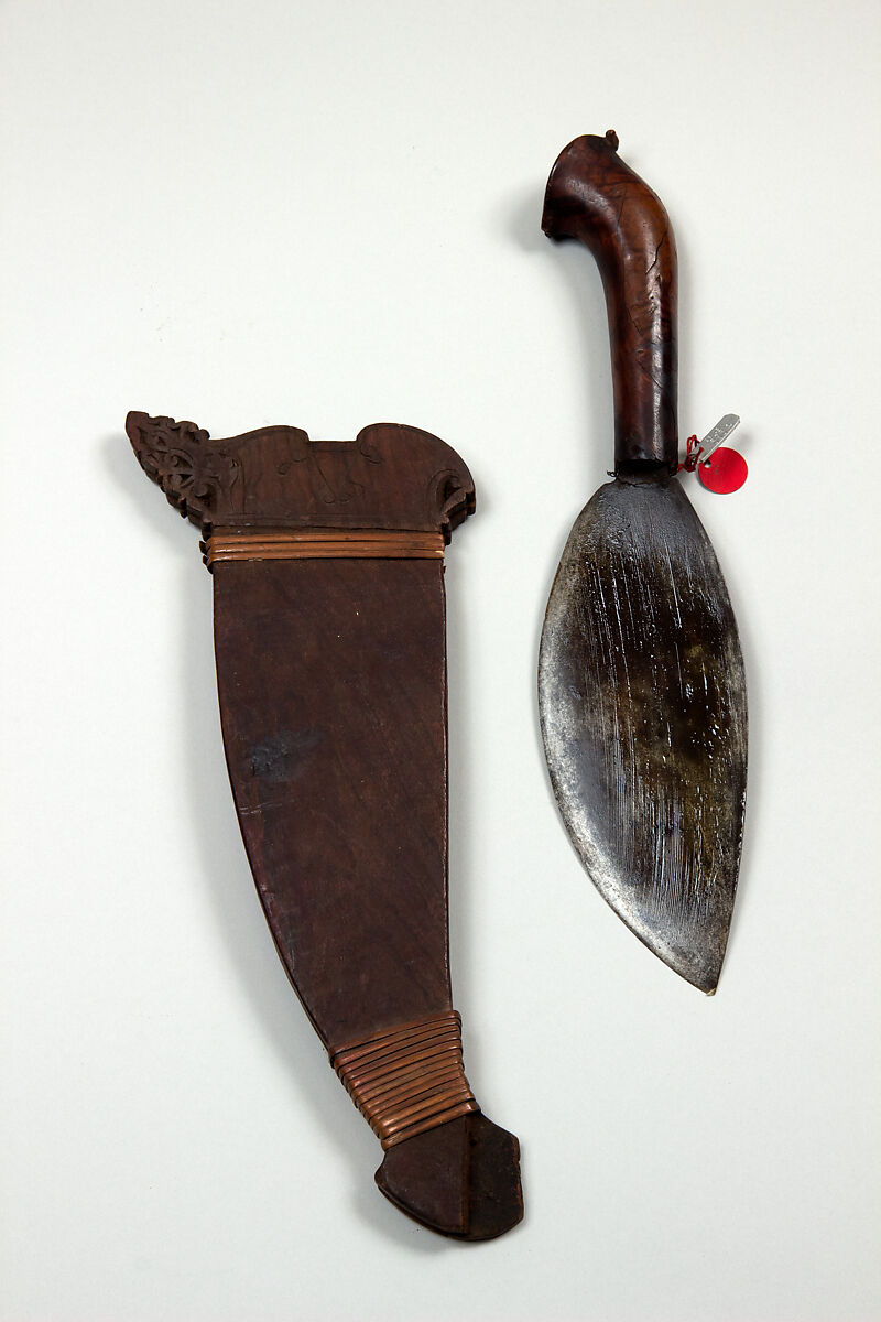 Knife (Barong) with Sheath, Steel, wood, cane (rattan), Philippine, Subanon