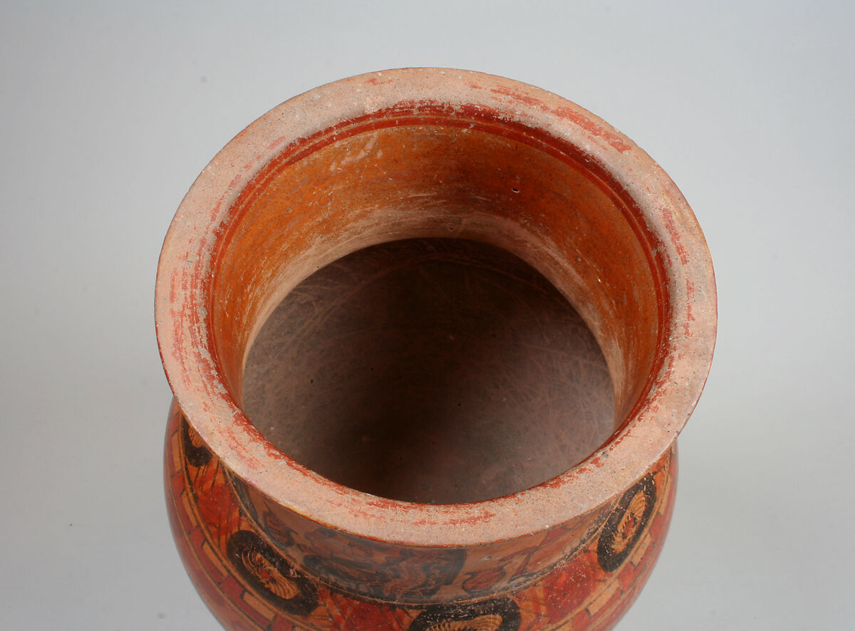 Jar, Ritual Scenes, Ceramic, slip, pigment, Maya