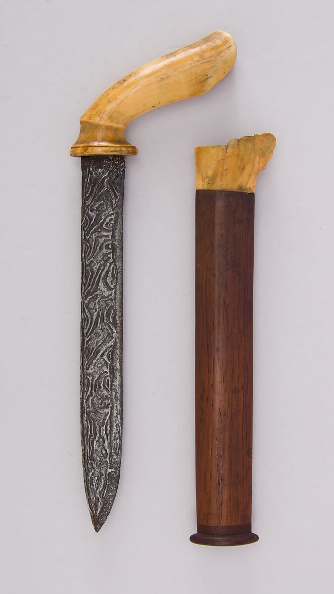 Knife with Sheath, Ivory, wood, Malayan