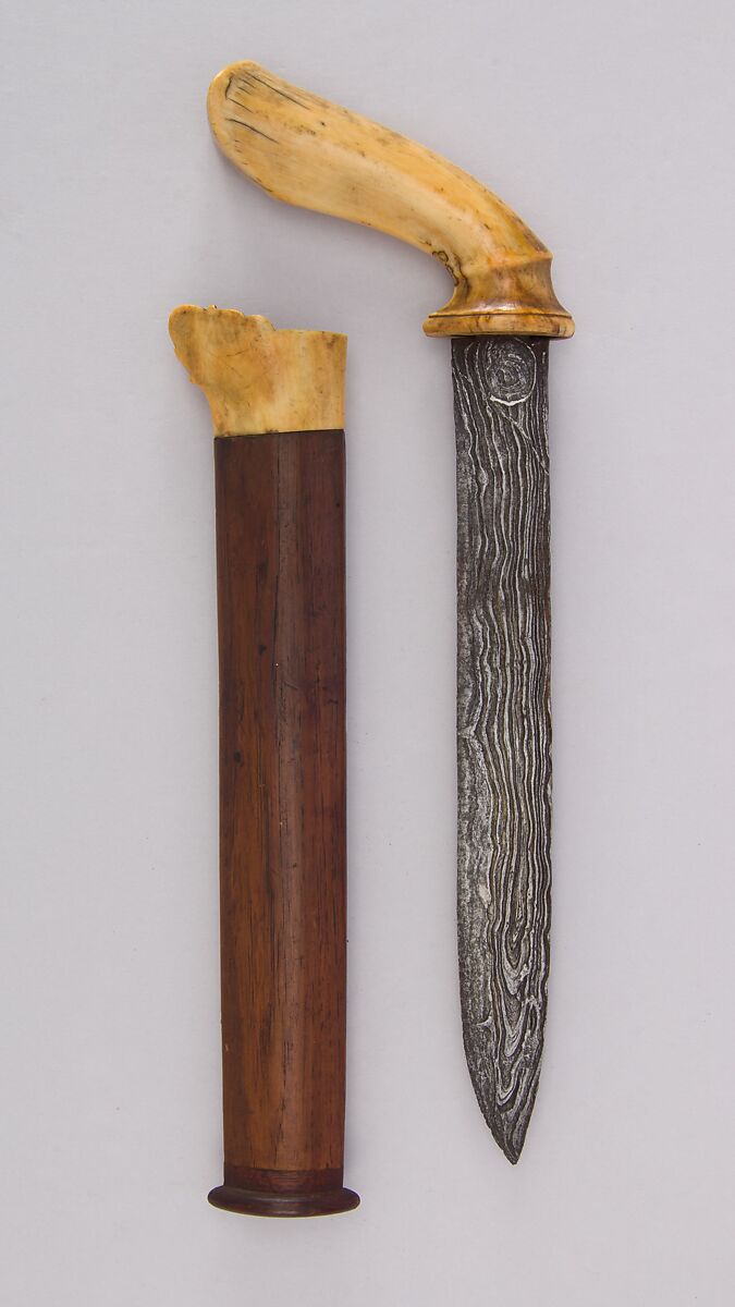 Knife with Sheath, Ivory, wood, Malayan 