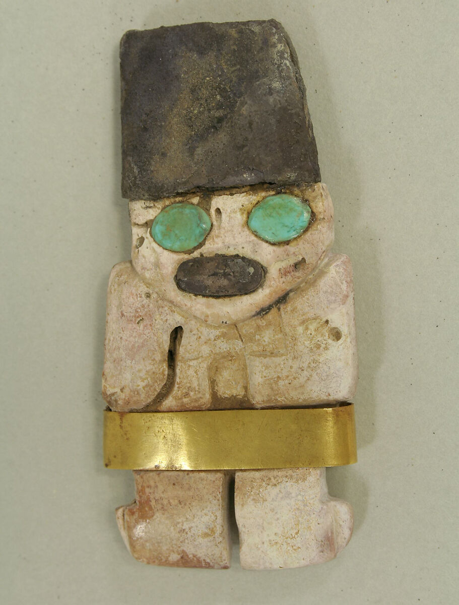 Standing Figure, Shell, turquoise, gold, silver, Nasca or Wari 
