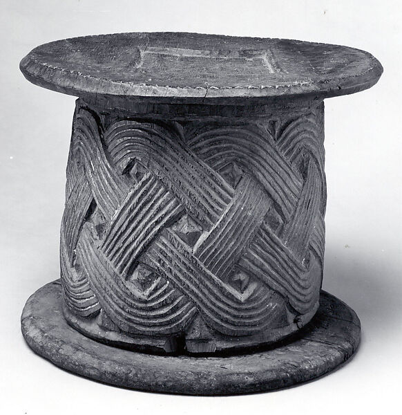 Cylindrical Lidded Box, Wood, Yoruba peoples, Owo group 