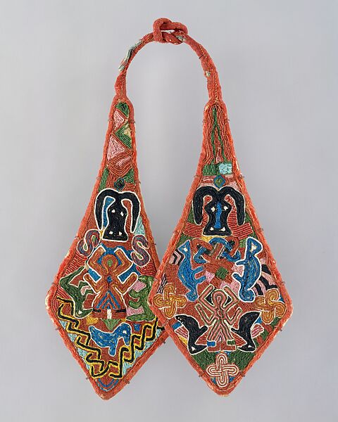 Panel Ornaments for Ceremonial Sword and Sheath (Udamalore), Yoruba artist, Cotton, glass beads, wood, brass, rope, Yoruba