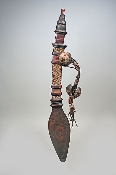 Sword and Sheath, Iron, leather, copper alloy, cloth, dye, beads, buttons, pigment, Mande peoples 