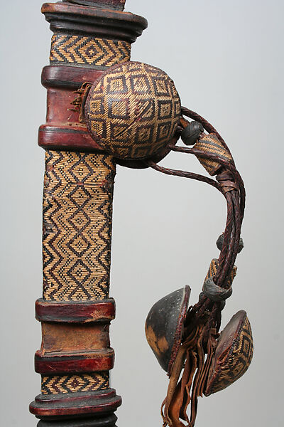 Sword and Sheath, Mande numu (blacksmith), Iron, leather, copper alloy, cloth, dye, beads, buttons, pigment, Mande peoples