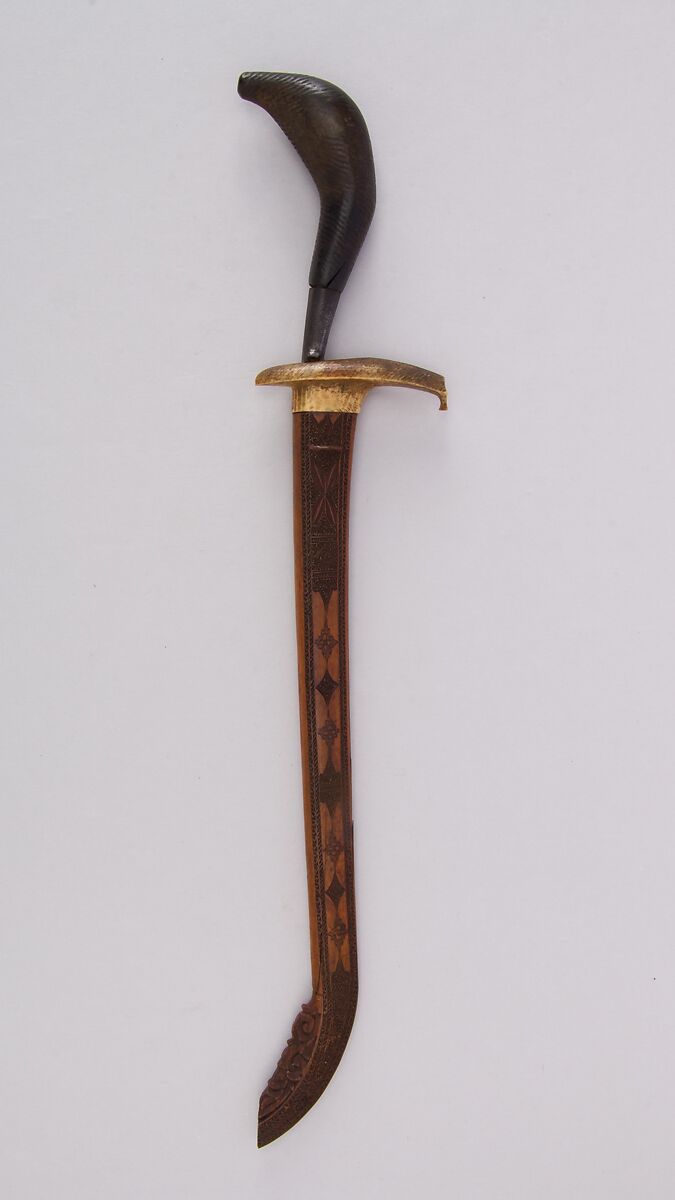 Knife (Bade-bade) with Sheath, Steel, wood, bone, Sumatran, possibly Acheen