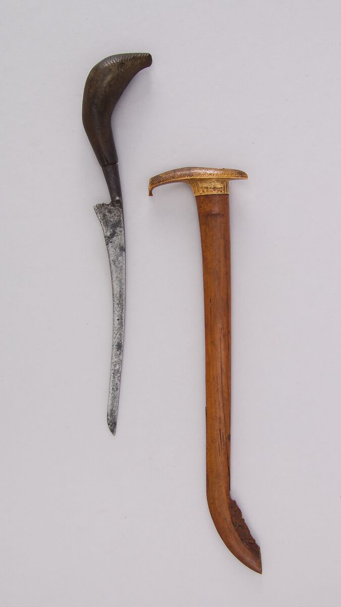 Knife (Bade-bade) with Sheath, Steel, wood, bone, Sumatran, possibly Acheen 