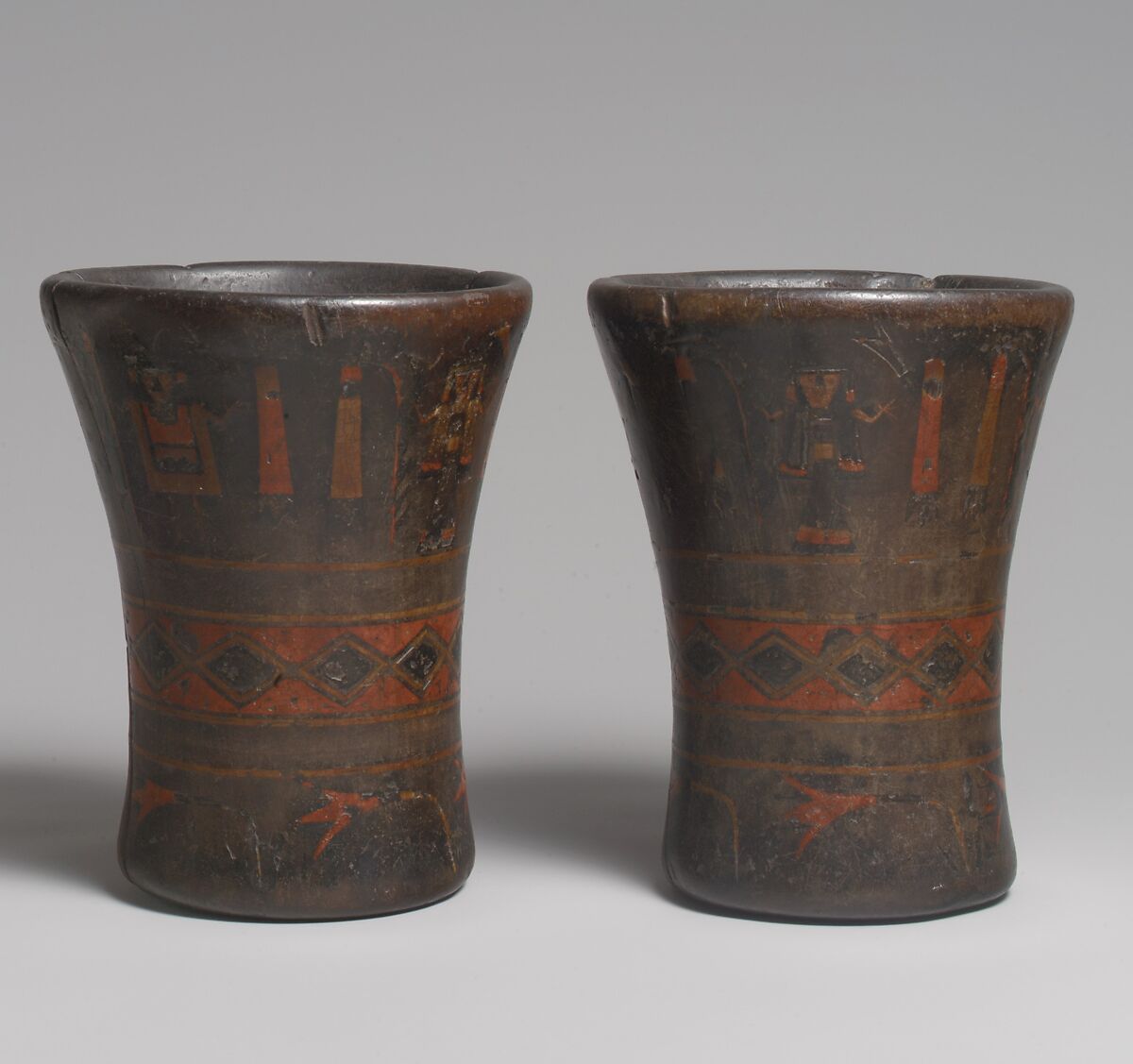 Kero, Wood, pigmented resin inlay, Quechua