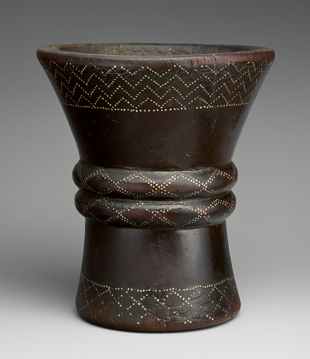 Kero (beaker), Peruvian artist(s), Wood, tin, pigment, resin, Quechua