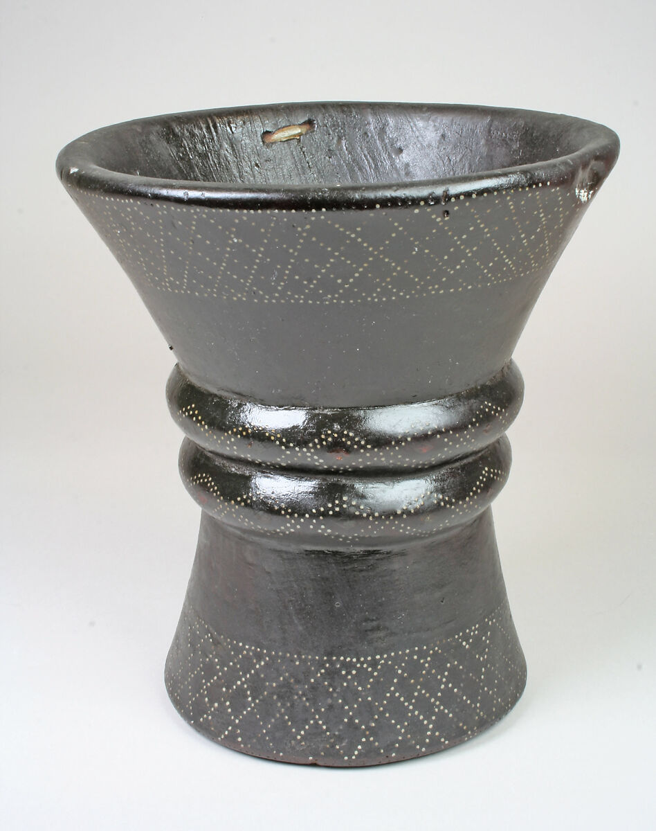 Kero (beaker), Peruvian artist(s), Wood, tin, pigment, resin, Quechua