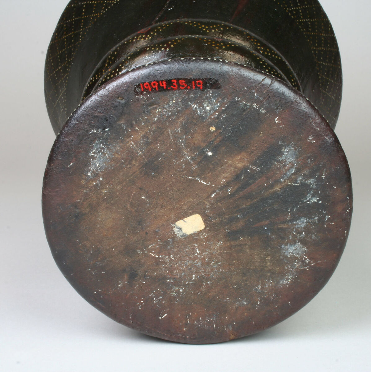 Kero (beaker), Peruvian artist(s), Wood, tin, pigment, resin, Quechua