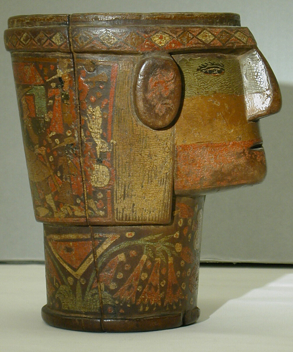 Kero, Wood (escallonia), pigmented resin inlay, Quechua