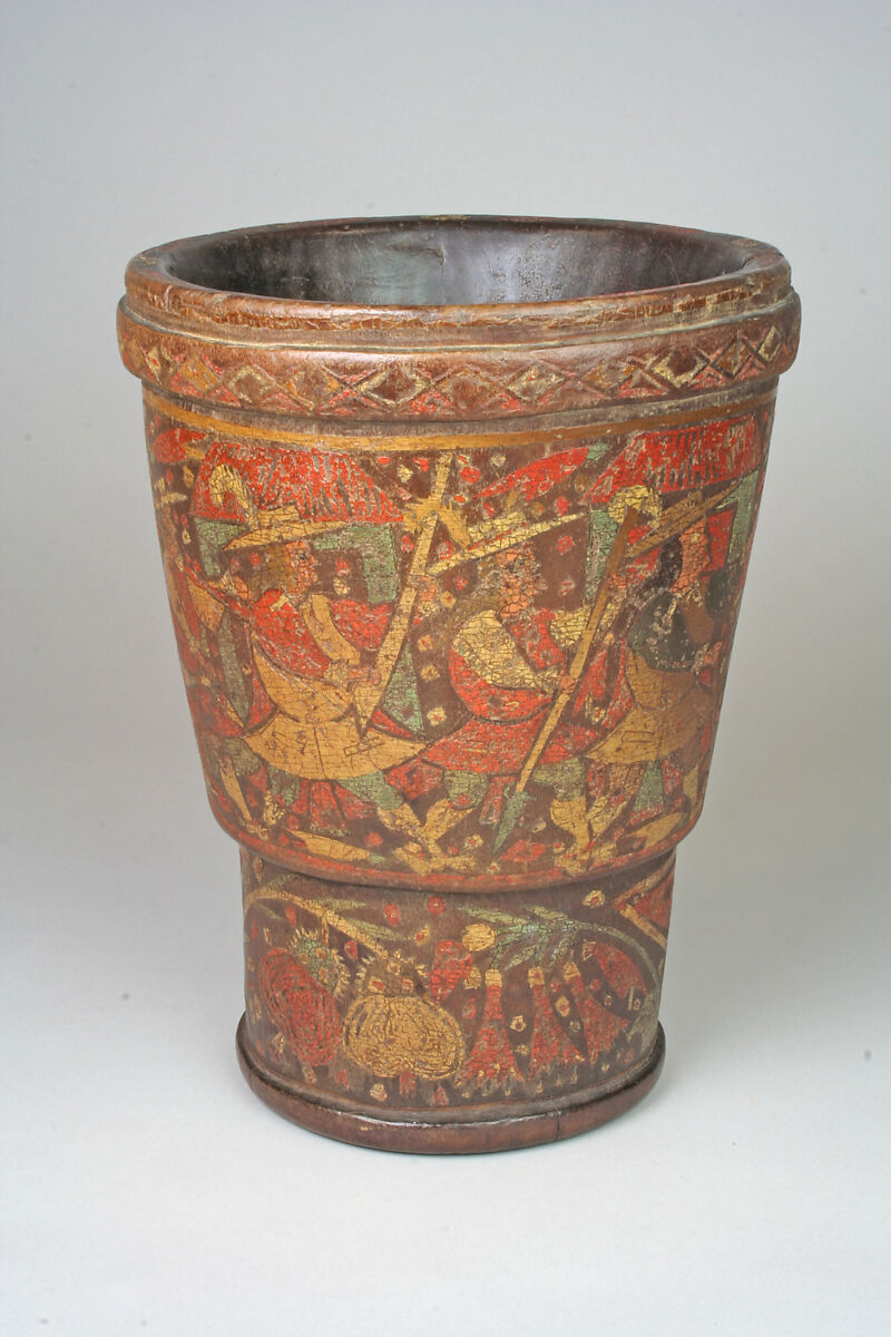 Kero, Wood (escallonia), pigmented resin inlay, Quechua