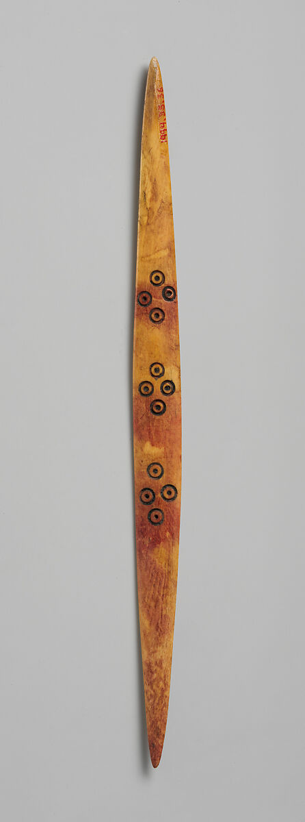 Weaving Sword, Bone, pigment, Peruvian