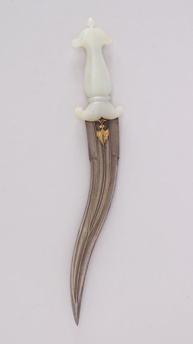 Dagger (Khanjar), Steel, jade, Indian, Mughal or  Deccan 