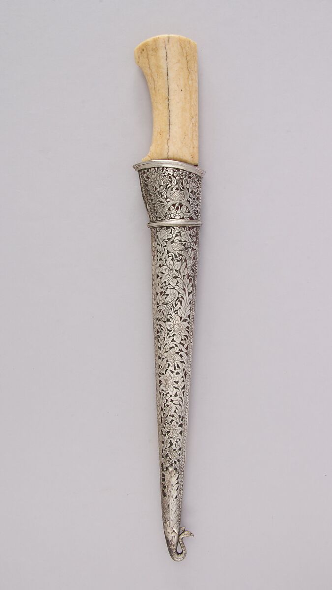 Dagger (Pesh-kabz) with Sheath, Steel, silver, wood, ivory (elephant), gold, South Indian