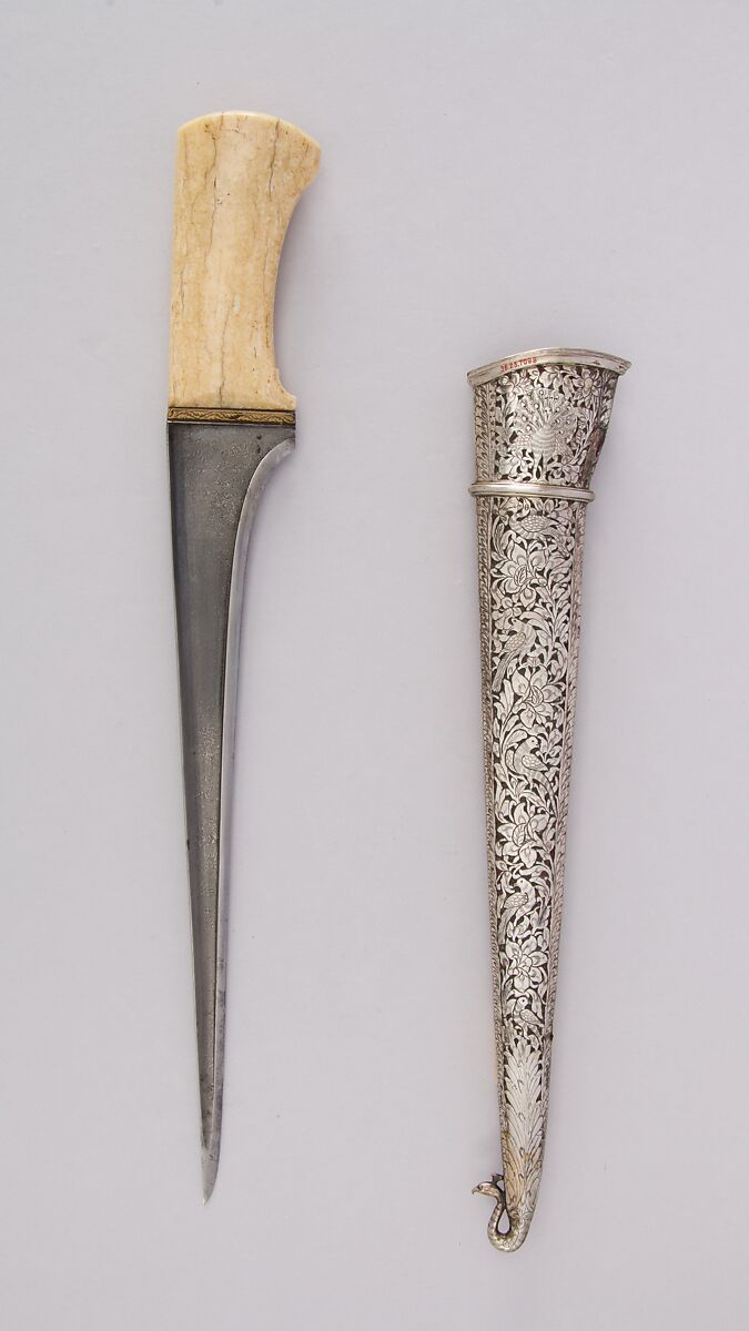 Dagger (Pesh-kabz) with Sheath, Steel, silver, wood, ivory (elephant), gold, South Indian