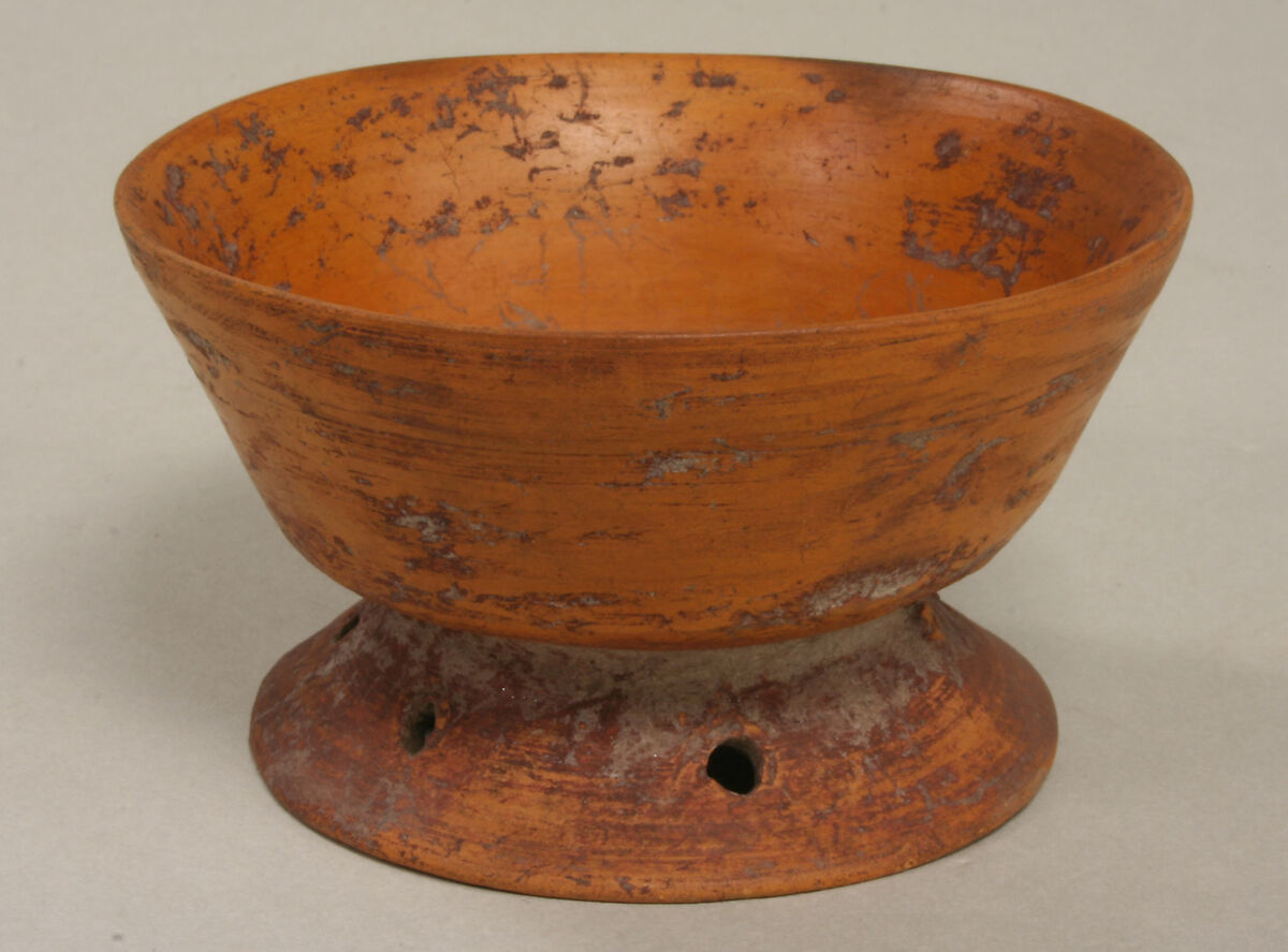 Miniature Pedestal Bowl, Ceramic, slip, pigment, Aztec 