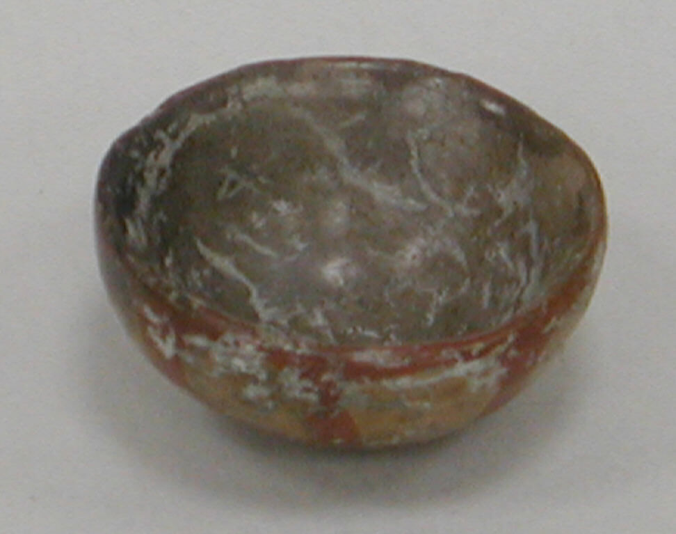 Miniature Painted Bowl, Ceramic, slip, pigment, Aztec 