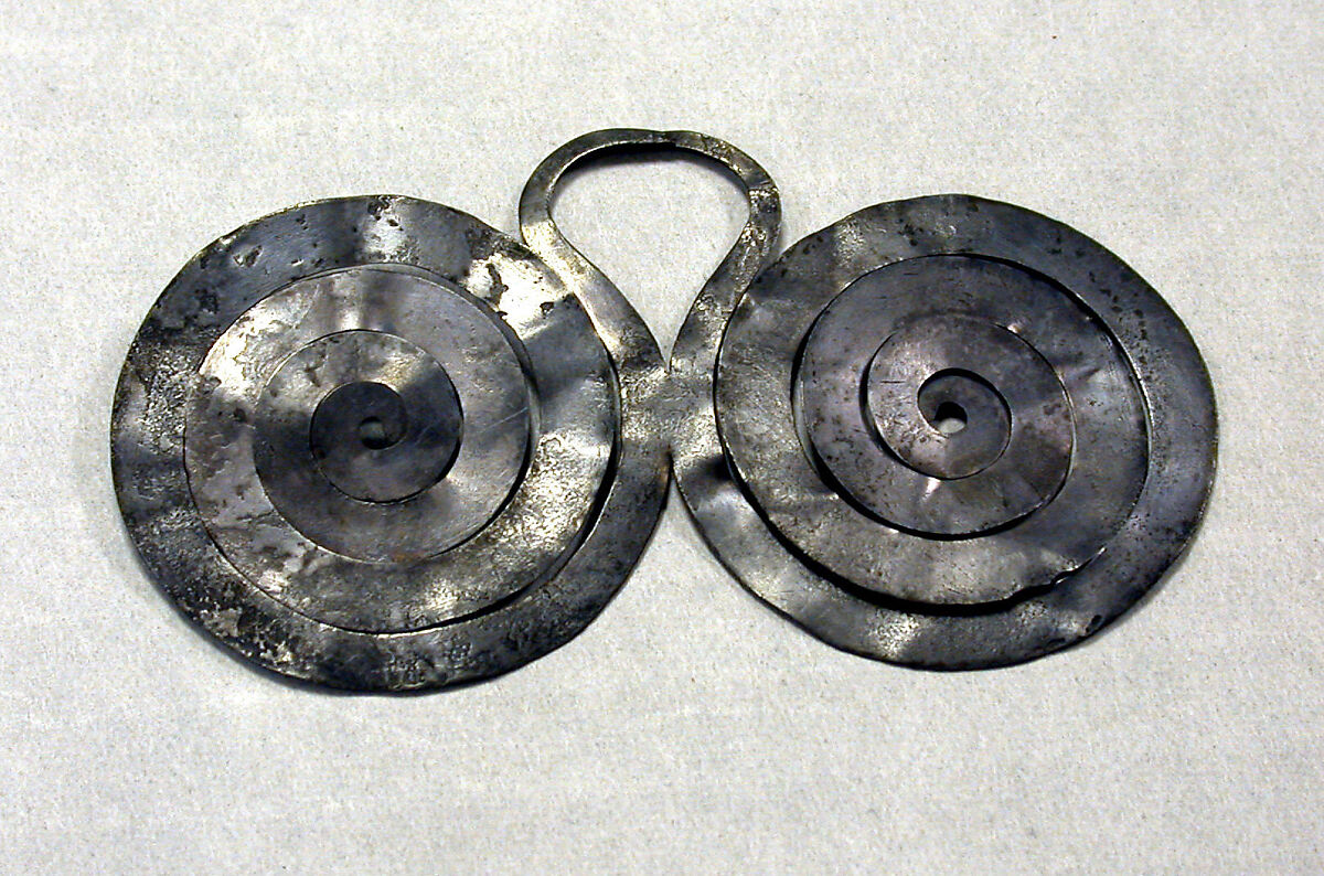 Nose Ornament, Silver (hammered), Colima or Mixtec  