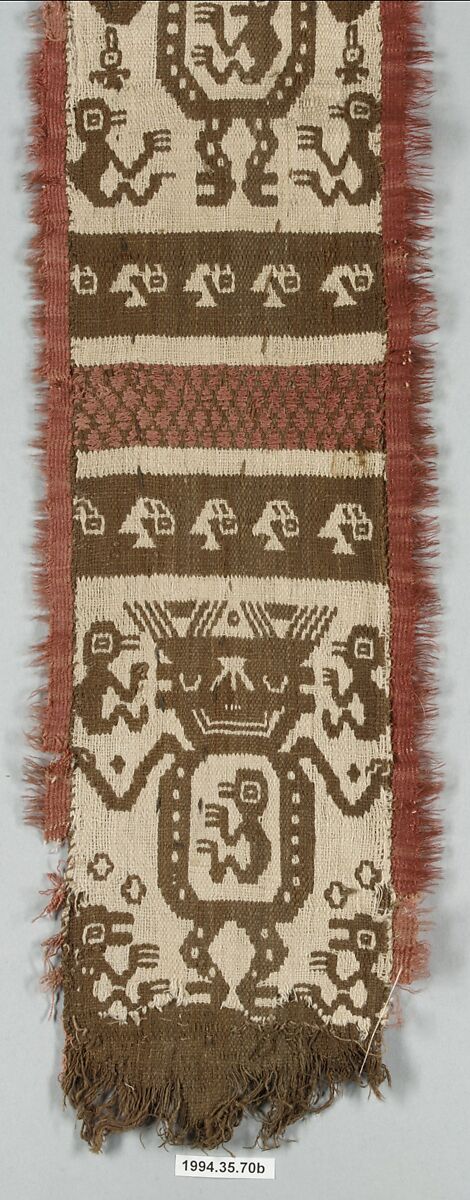 Sash Fragments, Cotton, camelid hair, Peruvian