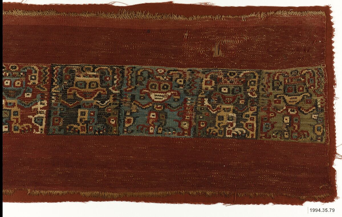 Band Fragment, Cotton, camelid hair, Peruvian 